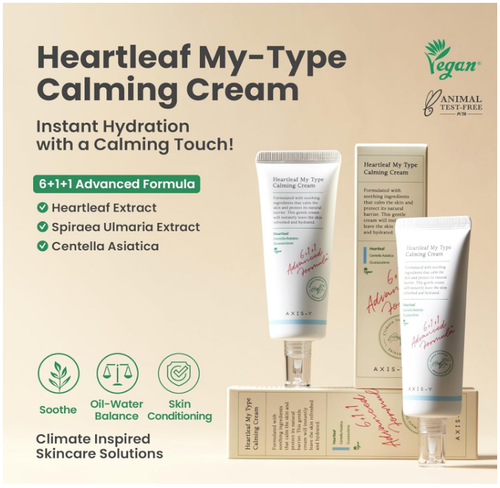 AXIS-Y Heartleaf My Type Calming Cream Skin Care Moisturizer Face Cream 2.02 fl oz