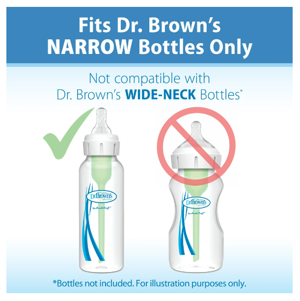 Dr. Brown's Natural Flow Anti-colic Nipple, Narrow Baby Bottle Nipple, 6m+ Medium-Fast Flow, Level 3, 100% Silicone