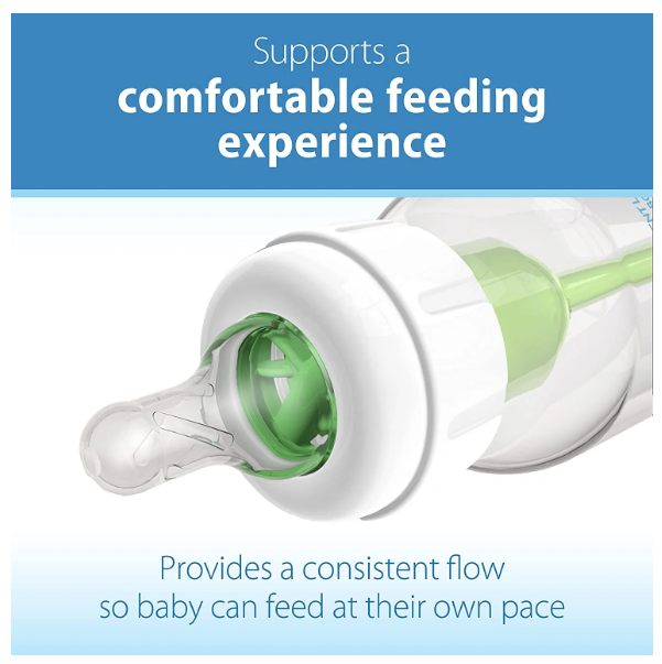Dr. Brown's Natural Flow Anti-colic Nipple, Narrow Baby Bottle Nipple, 6m+ Medium-Fast Flow, Level 3, 100% Silicone