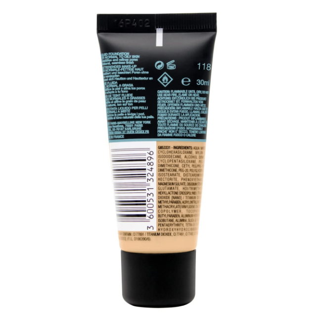 MAYBELLINE New York Fit Me! Matte + Poreless Foundation For Normal To Oily Skin 30ml - 118, Light Beige