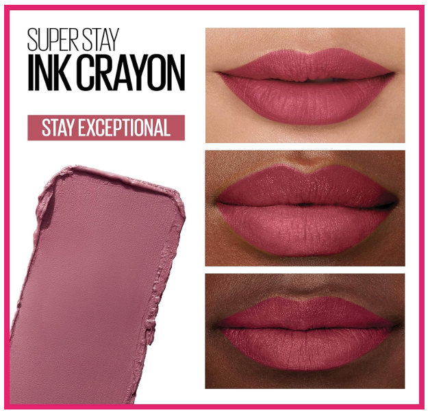 MAYBELLINE New York SuperStay Ink Crayon Matte Lipstick - Stay Exceptional (Purple Beige)