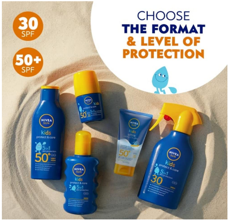 NIVEA Sun Kids Protect & Care, 5-in-1 Skin Protection Roll-On SPF 50+ 50 ml