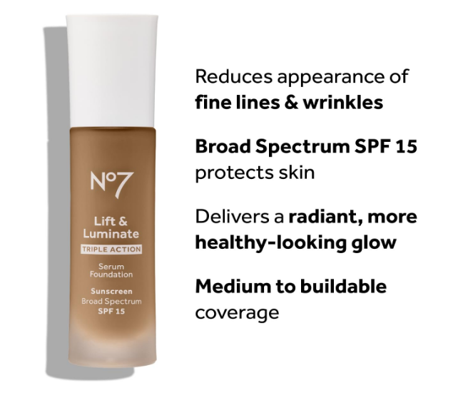 No7 Lift & Luminate Triple Action Serum Foundation Sunscreen Broad Spectrum SPF15 - 04, Warm Ivory 30 ml