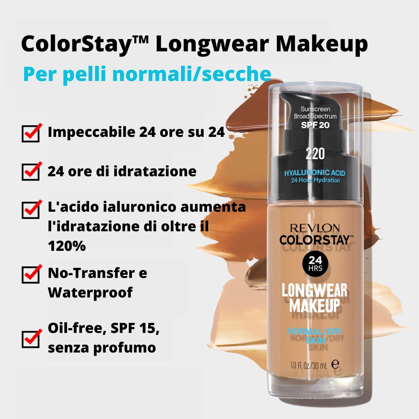 REVLON ColorStay 24H Longwear Makeup Liquid Foundation For Normal/Dry Skin - 330, Natural Tan