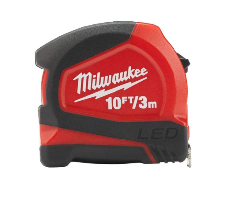 Milwaukee MHT48226602 LED Tape Measure 3m/10ft (Width 12mm), Red