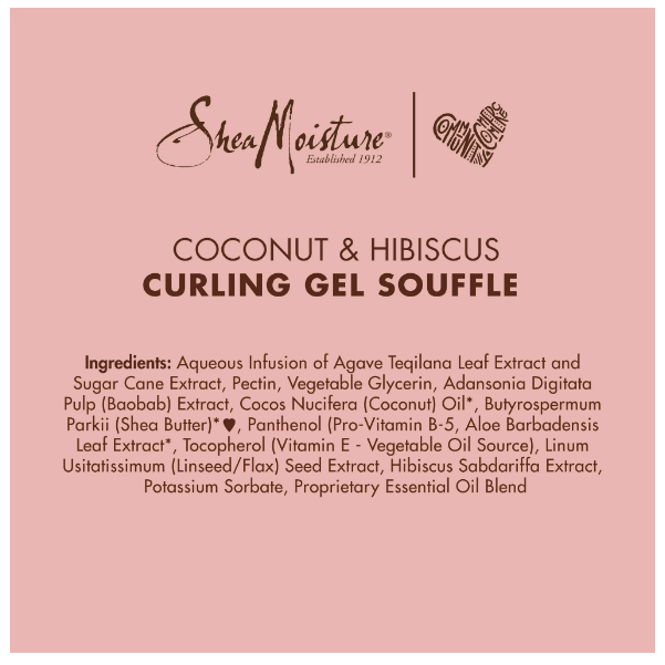 SheaMoisture Coconut & Hibiscus Curling Gel Souffle W/ Agave Nectar & Flax Seed Oil For Thick, Curly Hair 12 oz