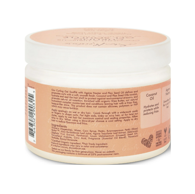 SheaMoisture Coconut & Hibiscus Curling Gel Souffle W/ Agave Nectar & Flax Seed Oil For Thick, Curly Hair 12 oz