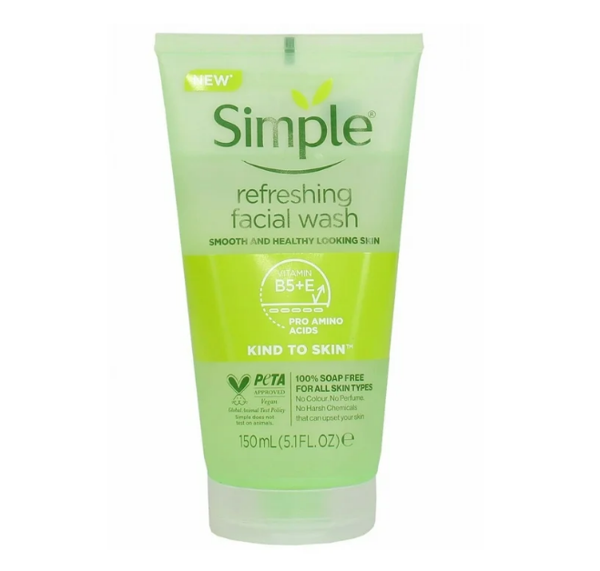 Simple Kind To Skin Vitamin B5 + E Pro Amino Acids Refreshing Facial Wash 150 ml