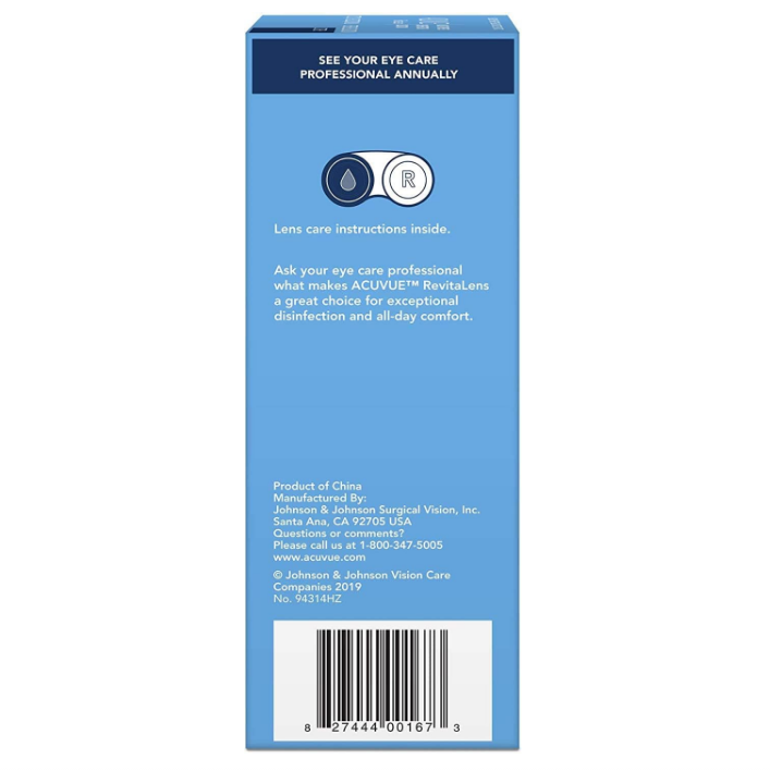 ACUVUE RevitaLens Multi-Purpose Disinfecting Solution, Exceptional Disinfection And All-Day Comfort (Pack of 2)