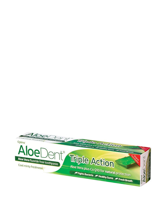 Optima AloeDent Triple Action Aloe Vera Fluoride Free Toothpaste 100ml (Pack of 3)