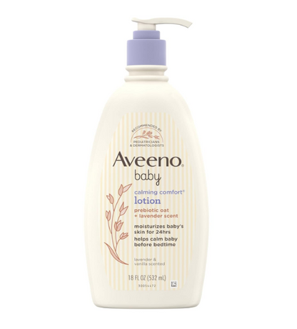 Aveeno Baby Calming Comfort Lotion Prebiotic Oat + Lavender Scent Moisturizing Lotion - Lavender & Vanilla Scented 18 fl oz
