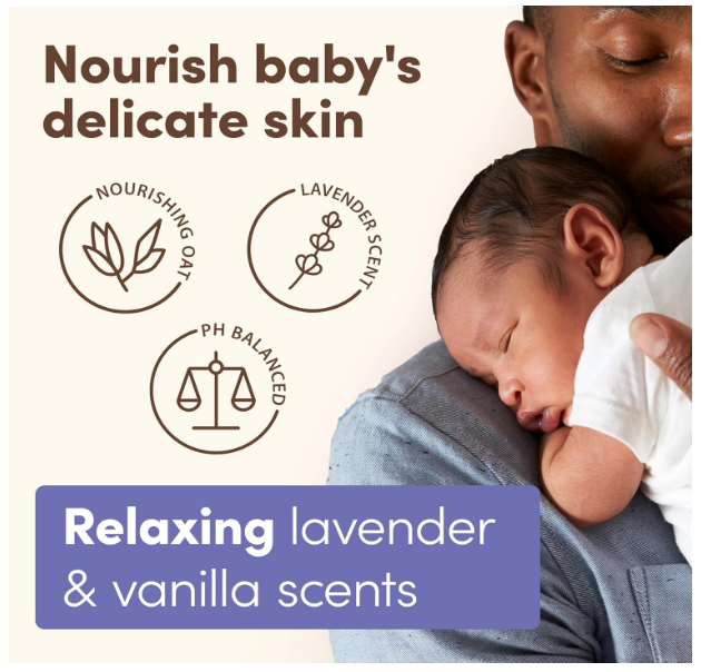 Aveeno Baby Calming Comfort Lotion Prebiotic Oat + Lavender Scent Moisturizing Lotion - Lavender & Vanilla Scented 18 fl oz