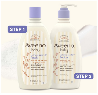 Aveeno Baby Calming Comfort Lotion Prebiotic Oat + Lavender Scent Moisturizing Lotion - Lavender & Vanilla Scented 18 fl oz
