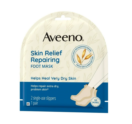 Aveeno Skin Relief Repairing Foot Mask Helps Heal Very Dry Skin (1 Pair)