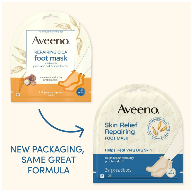 Aveeno Skin Relief Repairing Foot Mask Helps Heal Very Dry Skin (1 Pair)