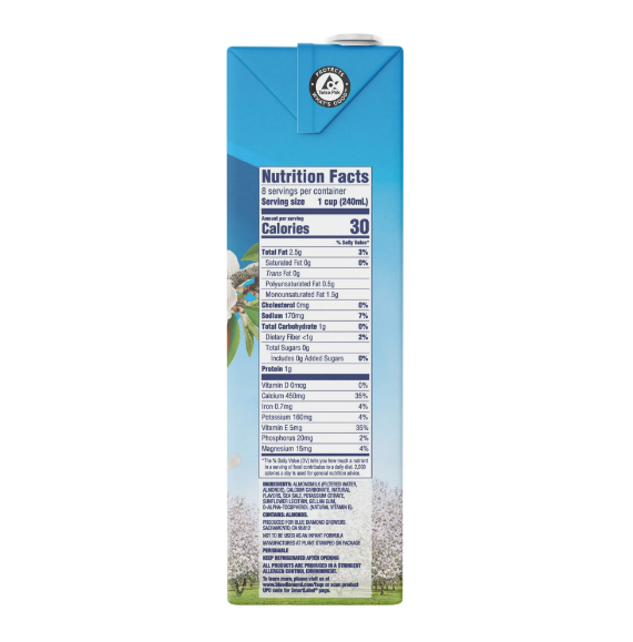 Blue Diamond Almonds Almond Breeze Unsweetened Almond Milk 64 fl oz - Vanilla With Other Natural Flavors
