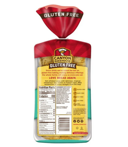 Canyon Bakehouse Gluten Free 100% Whole Grain Bread Hawaiian Sweet Fresh Loaf 15 oz