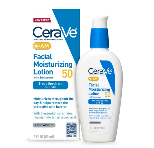 CeraVe AM Facial Moisturizing Lotion with SPF 50 for Normal/Oily Skin Type 3 fl oz