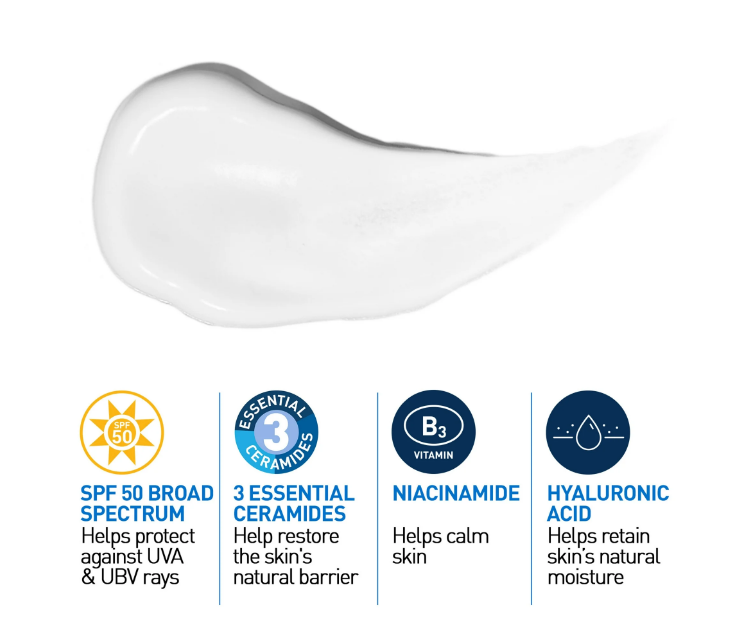 CeraVe AM Facial Moisturizing Lotion with SPF 50 for Normal/Oily Skin Type 3 fl oz