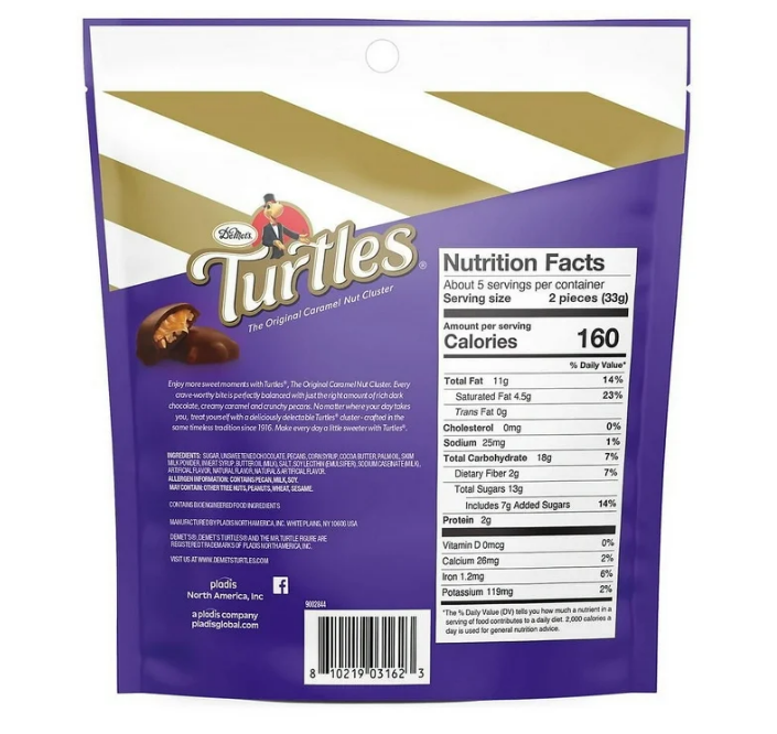 DeMet's Turtles: The Original Caramel Nut Cluster 5.9 oz - Dark Chocolate Pecan (Pack of 2)