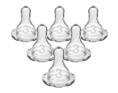 Dr. Brown's Natural Flow Anti-colic Nipple, Narrow Baby Bottle Nipple, 6m+ Medium-Fast Flow, Level 3, 100% Silicone