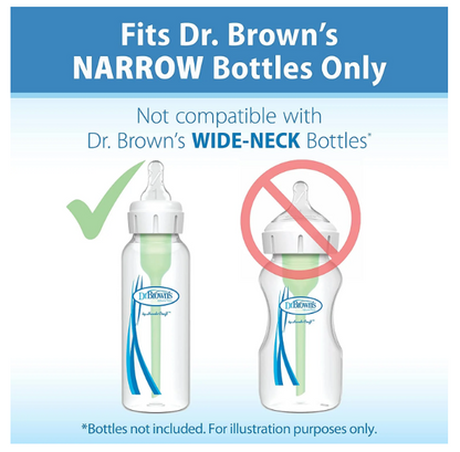 Dr. Brown's Natural Flow Anti-colic Nipple, Narrow Baby Bottle Nipple, 6m+ Medium-Fast Flow, Level 3, 100% Silicone