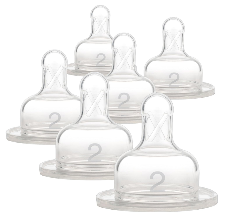 Dr. Brown's Original Wide-Neck Nipple - Level 2 (3m+), 6-Pack