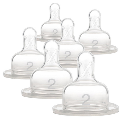 Dr. Brown's Original Wide-Neck Nipple - Level 2 (3m+), 6-Pack