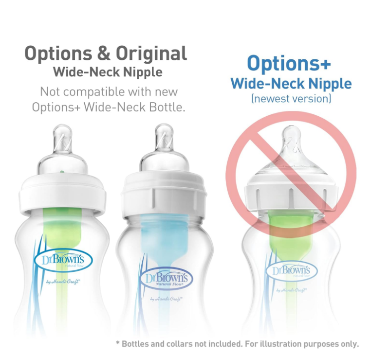 Dr. Brown's Original Wide-Neck Nipple - Level 2 (3m+), 6-Pack