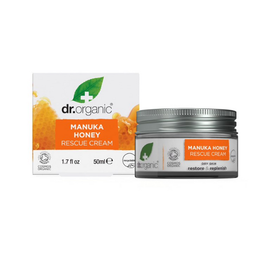 Dr. Organic Manuka Honey Rescue Cream For Dry Skin Restore & Replenish 1.7 fl oz