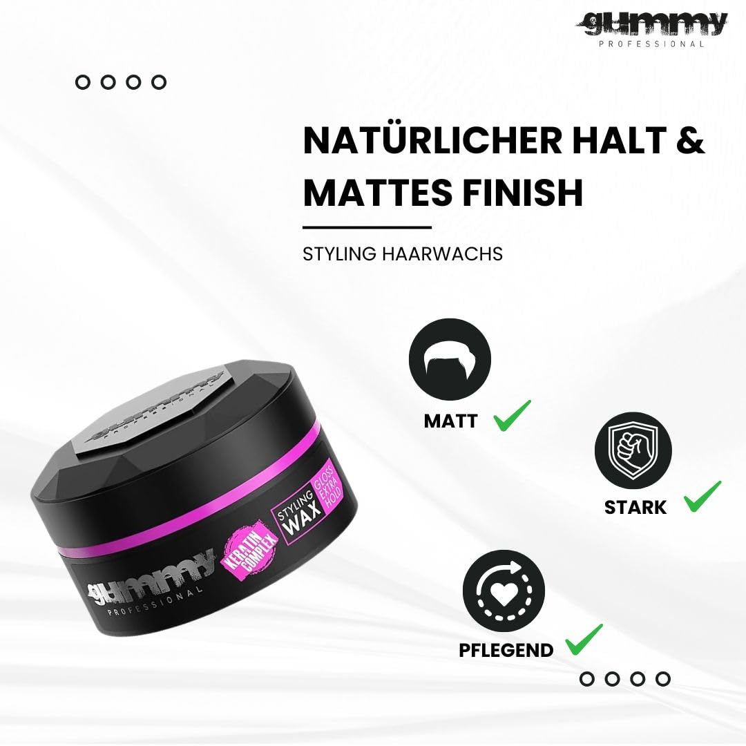 Gummy Professional Keratin Complex Styling Wax - Gloss Extra Hold