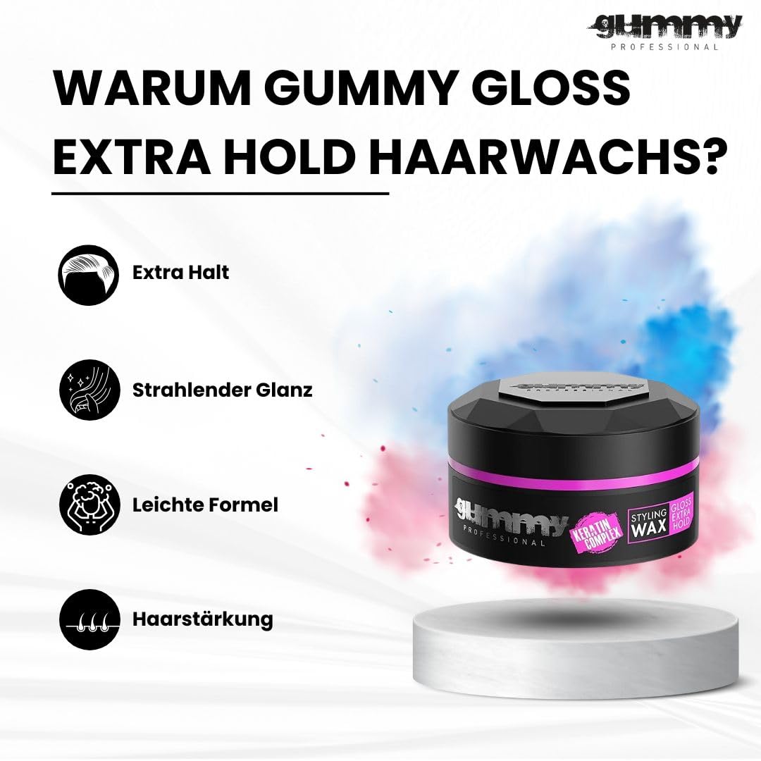 Gummy Professional Keratin Complex Styling Wax - Gloss Extra Hold