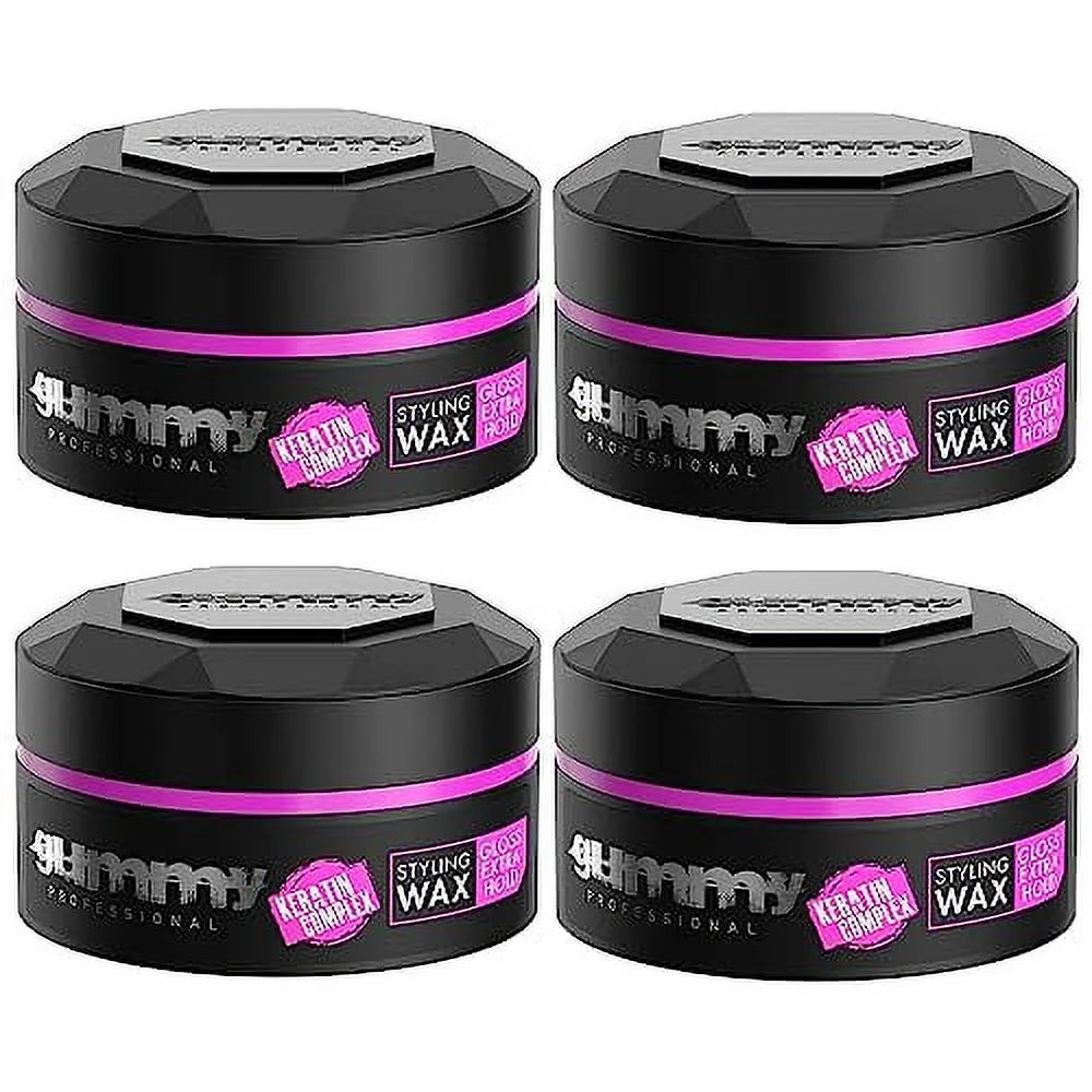 Gummy Professional Keratin Complex Styling Wax - Gloss Extra Hold (Pack of 4)
