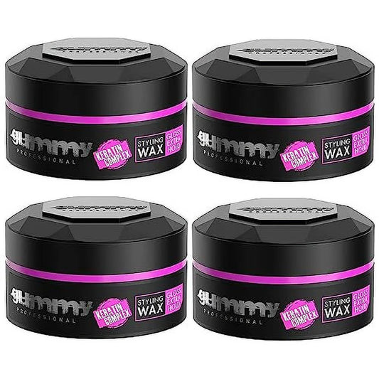 Gummy Professional Keratin Complex Styling Wax - Gloss Extra Hold (Pack of 4)