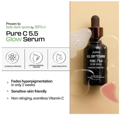 JUMISO All Day Vitamin Pure C 5.5 Glow Serum Dark Spot Corrector 1.01 fl oz