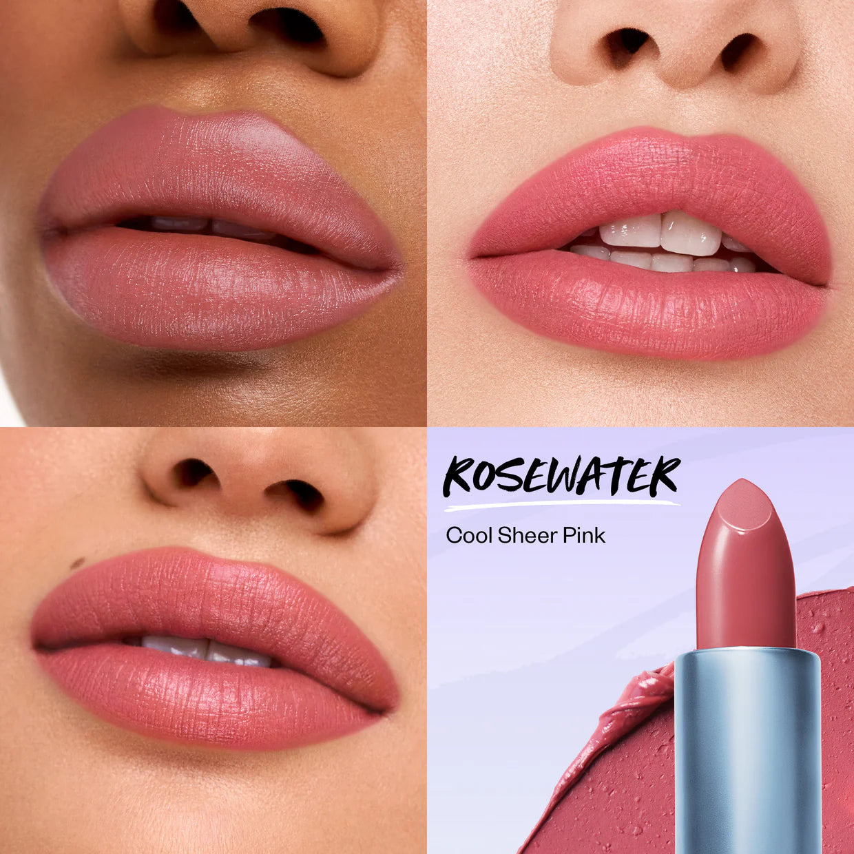 Kosas Weightless Lip Color Nourishing Satin Lipstick - Rosewater (Cool Tone Sheer Pink)