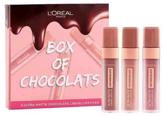 L’Oréal Paris Box Of Chocolates 3 Ultra Matte Chocolate Liquid Lipsticks Gift Set
