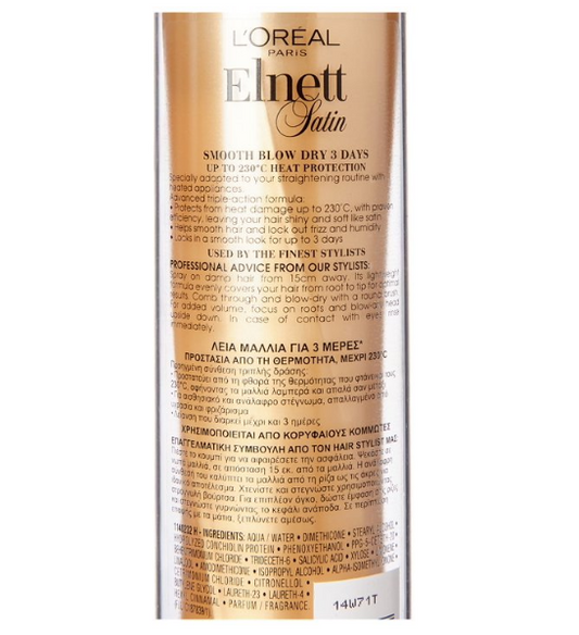 L’Oréal Paris Elnett Satin Heat Protect Styling Spray Hair Spray 170 ml