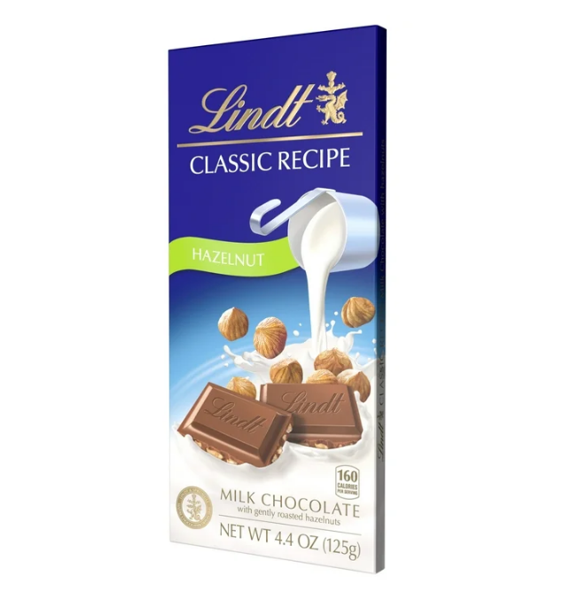 Lindt Classic Recipe Milk Chocolate Bar With Gently Roasted Hazelnuts 4.4 oz - Hazelnut