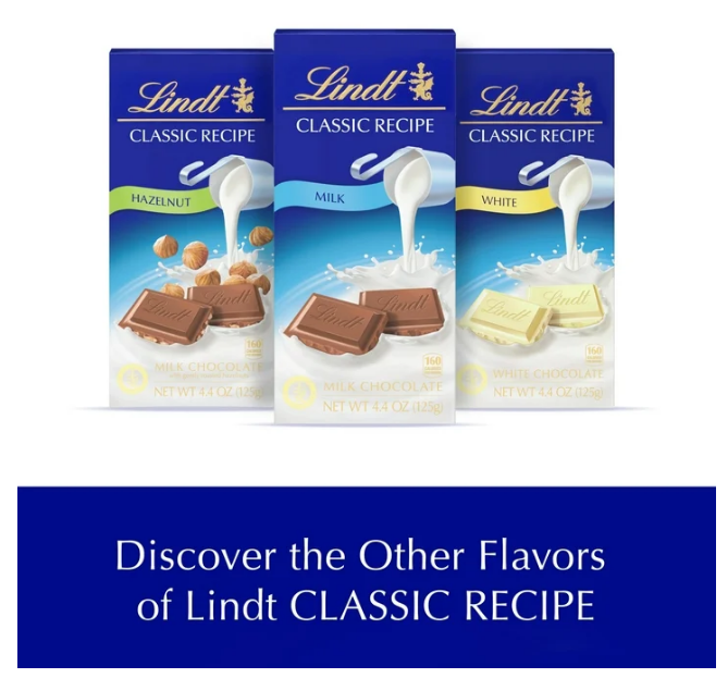 Lindt Classic Recipe Milk Chocolate Bar With Gently Roasted Hazelnuts 4.4 oz - Hazelnut