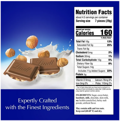 Lindt Classic Recipe Milk Chocolate Bar With Gently Roasted Hazelnuts 4.4 oz - Hazelnut