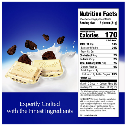 Lindt Classic Recipe White Chocolate Bar With Chocolate Cookie Pieces 4.2 oz - Cookies & Creme