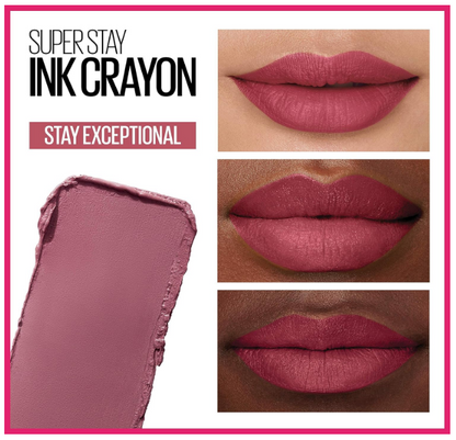 MAYBELLINE New York SuperStay Ink Crayon Matte Lipstick - Stay Exceptional (Purple Beige)