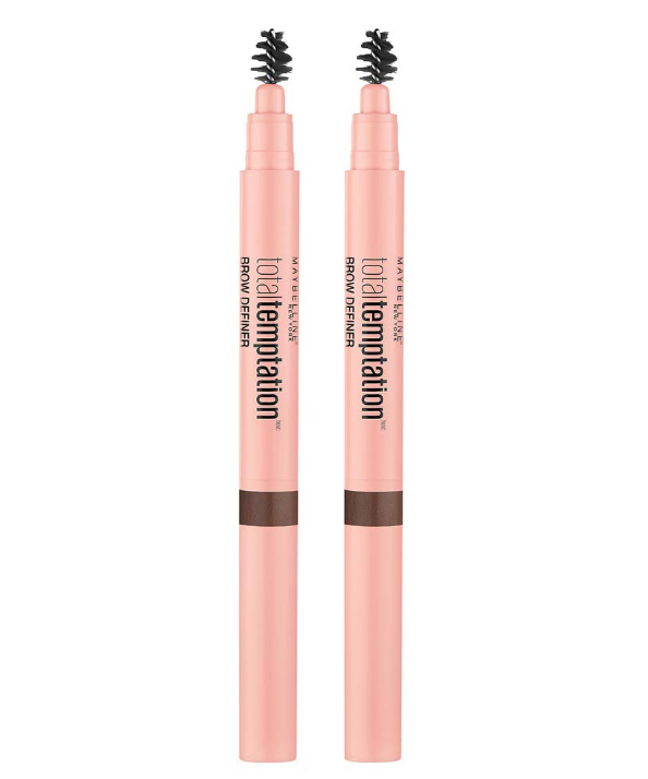 MAYBELLINE New York Total Temptation Brow Definer Eyebrow Pencil - Medium Brown (Pack of 2)