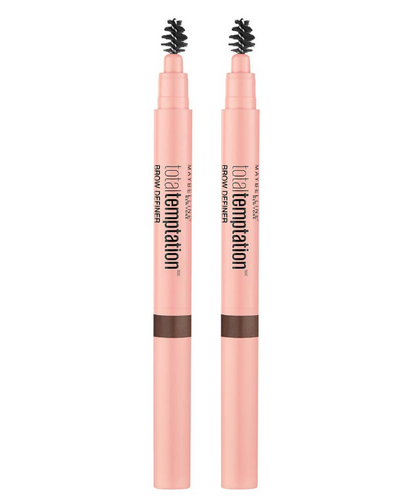 MAYBELLINE New York Total Temptation Brow Definer Eyebrow Pencil - Medium Brown (Pack of 2)