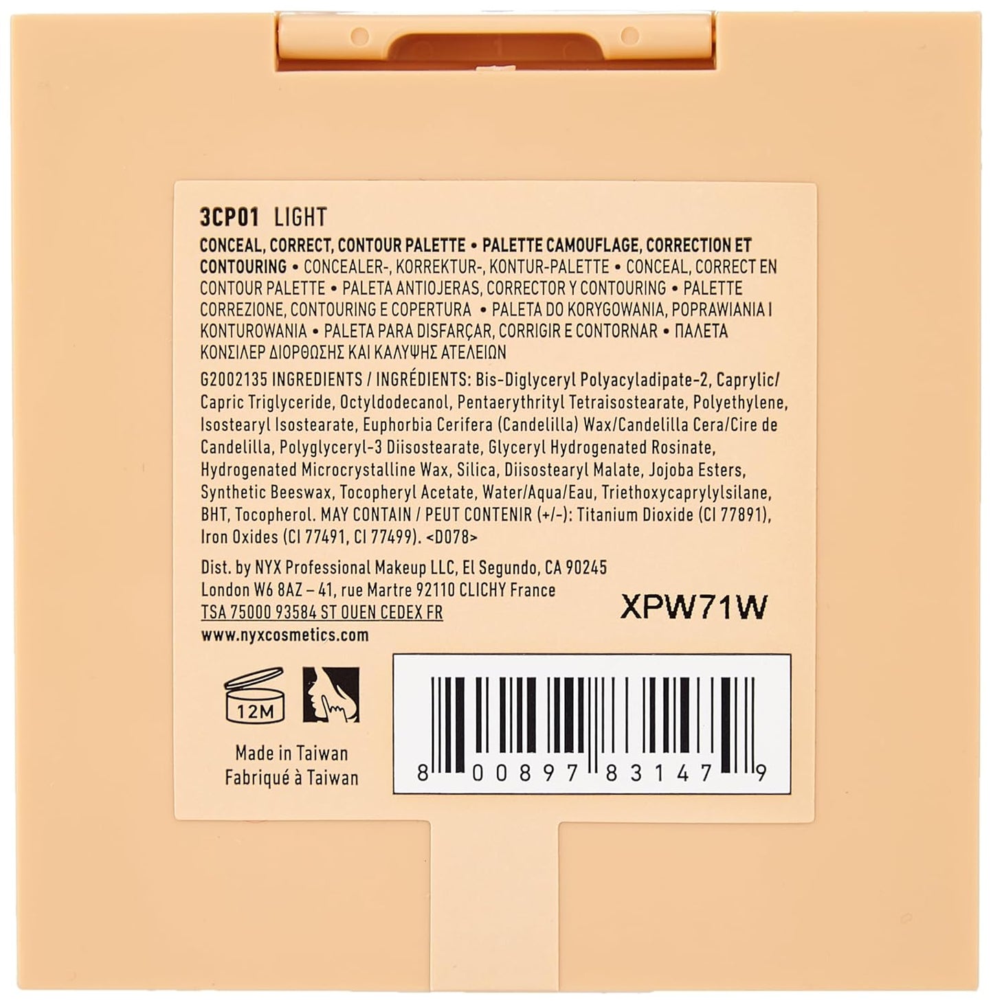 NYX Professional Makeup Conceal. Correct. Contour Palette 1.5g - Light