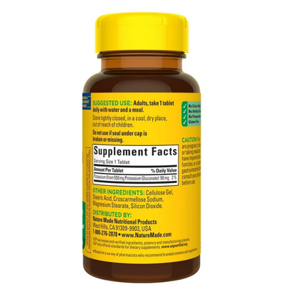 NatureMade Potassium Gluconate Tablets 500mg (100 Tablets)