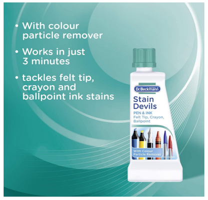 Original Dr. Beckmann Stain Devils Pen & Ink Felt Tip, Crayon, Ballpoint With Color Particle Remover