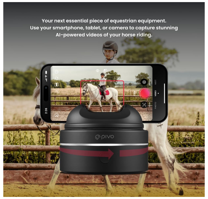 PIVO Equestrian Max AI-Powered 360° Face & Body Auto Tracking Smart Phone Holder For Equestrian And Athletes