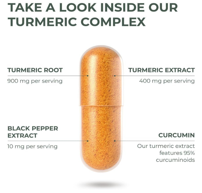 PrimalHarvest Turmeric Complex With Black Pepper Extract For Joint Health And Mobility Dietary Supplement (60 Capsules)